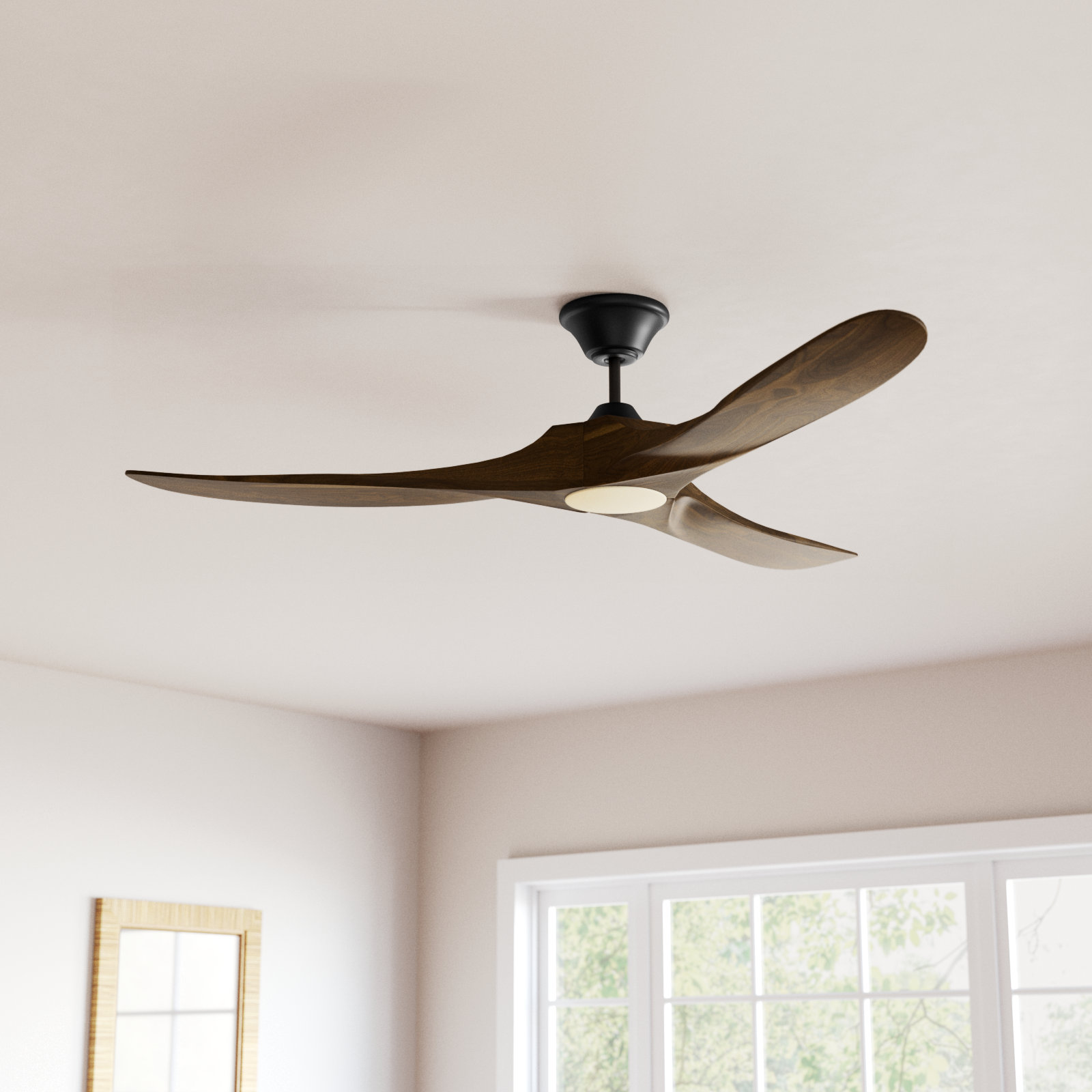 70" Ceiling Fan with LED Light Kit, Matte Black with Dark Walnut Blades, 60 inches