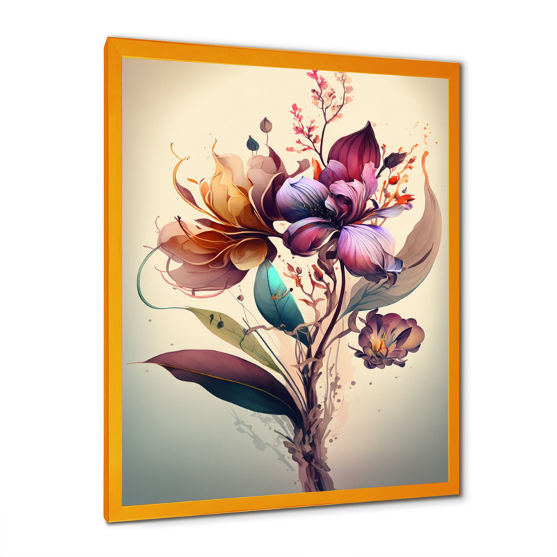 «Orchid Floral Design I», reproduction sur toile, Toile encadrée dorée avec coins fermés, H 44 po x l 34 po x P 1,5 po