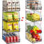 Ensemble de 4 organisateurs de rangement en fil empilables, organisateur de garde-manger très grand, multi-usage pour les légumes, les fruits, les jouets et les produits