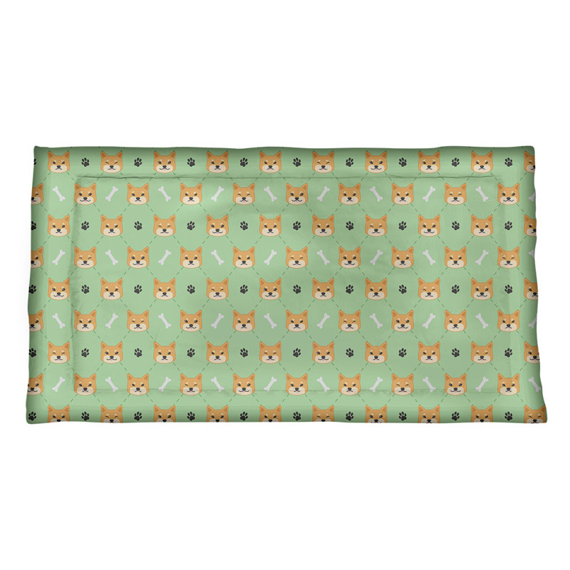 Taie décorative à motif de Shiba Inu vert menthe Katelyn Elizabeth - Microfibre, Simple standard, Polyester, Mint/Green