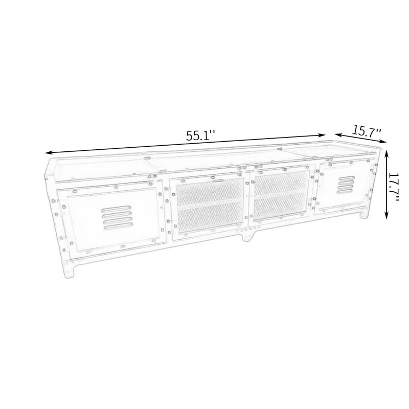 Crédence de rangement l 70,86 po Tanyel, Gris foncé, 17.7"H x 55.1"L x 15.7"W