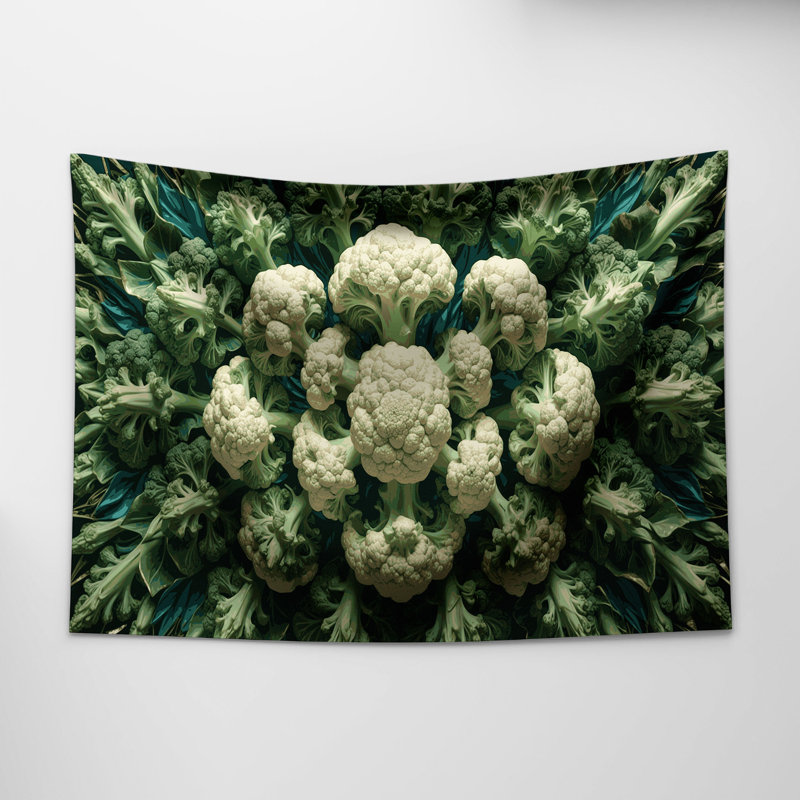 Tapisserie murale légumes chou-fleur Romanesco, 68 po x 80 po