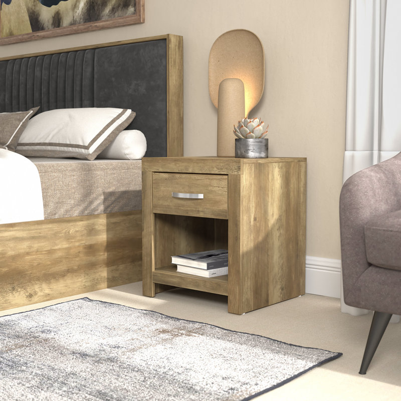 Aimaan 20.3" 1 Drawer Nightstand, Matt White