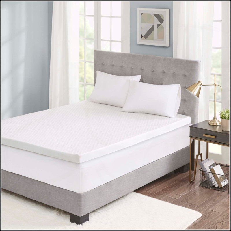 Surmatelas hypoallergénique en mousse viscoélastique gélifiée 3 po avec housse de refroidissement amovible, Double