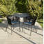 Table with 6 Black Dining Chairs & Cream LED Parasol-304183410
