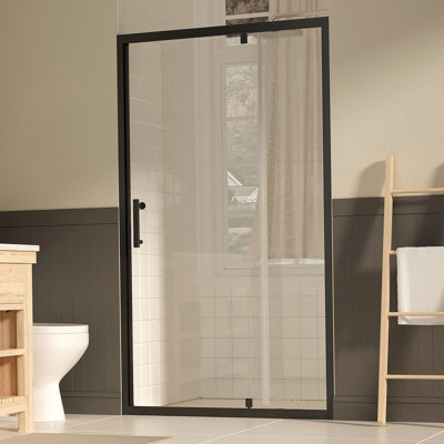 41-43" W ×72" H Pivot Shower Door, 1/4"(6Mm) SGCC Clear Tempered Glass Shower Door With Explosion Film, Nano Easy-Clean Coating, Reversible Installation, Brushed Nickel