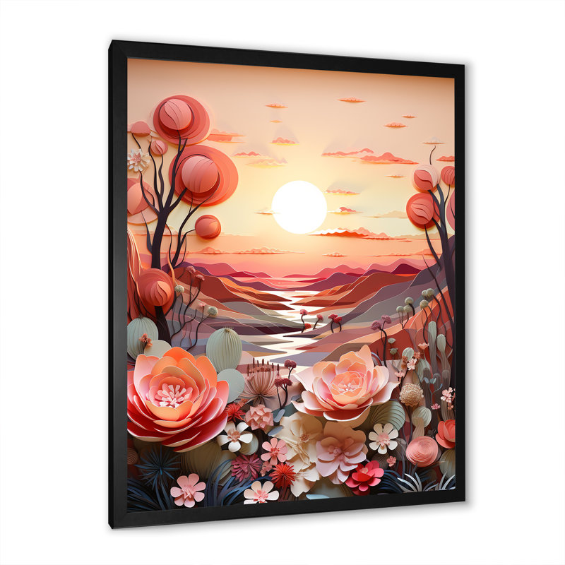 Cactus Tangerine Twilight I sur toile, H 40 po x l 30 po x P 1,5 po, Cadre simple noir