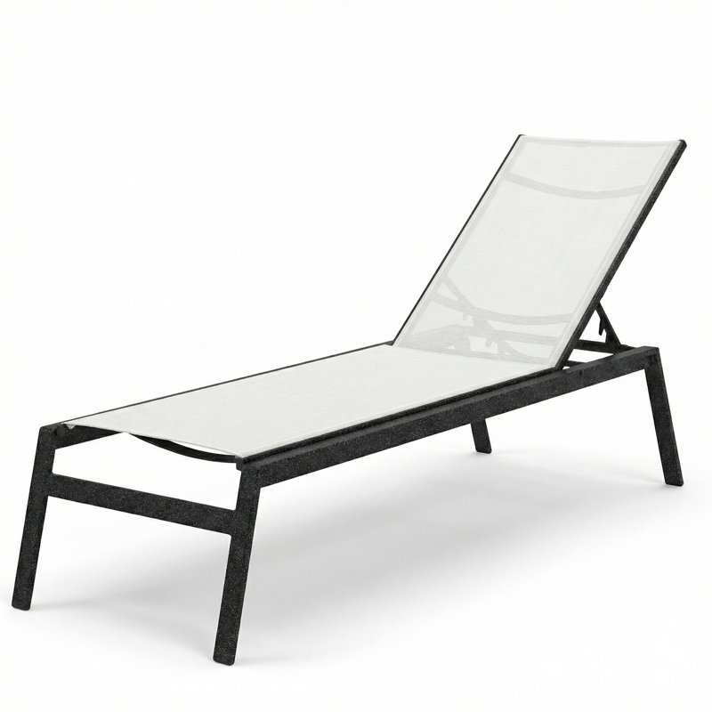 Chaise, White Sling/Granite