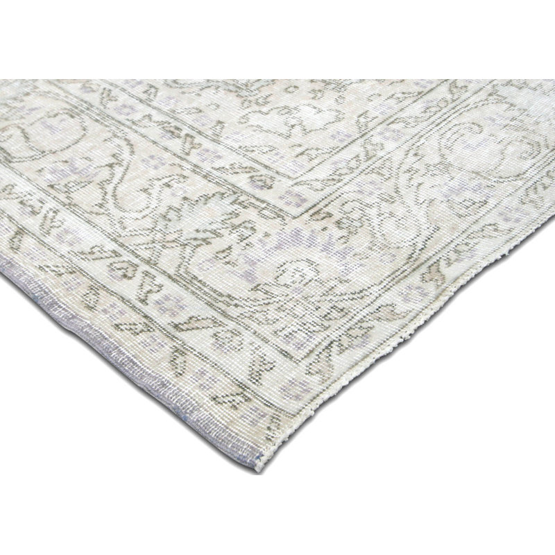 One-of-a-Kind Hand-Knotted 1960s 7'4" x 9'11" Wool Area Rug In Gray/Purple/Green