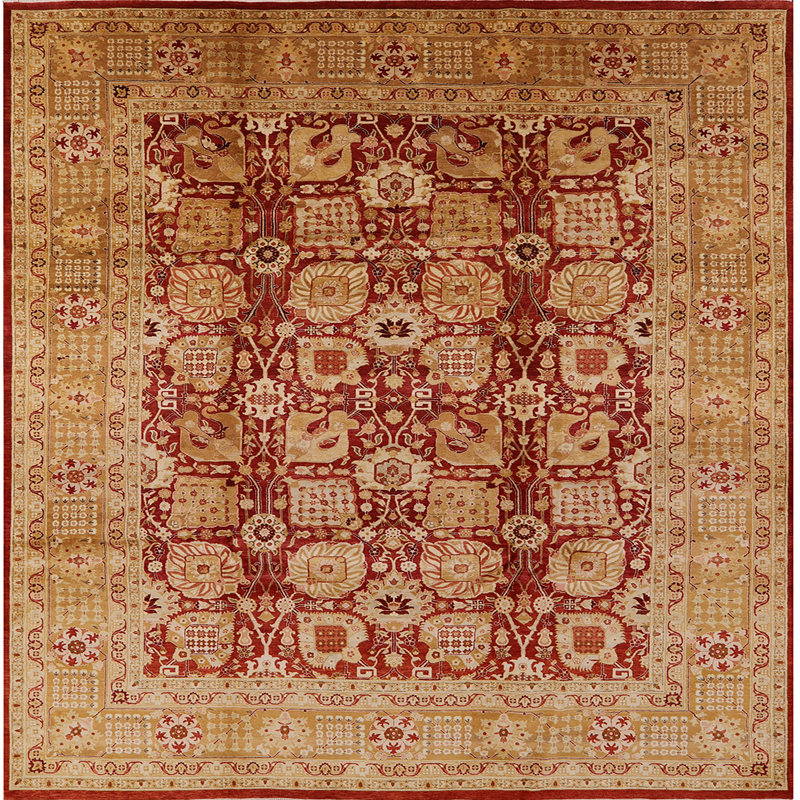 Tapis oriental brun / rouge Sweni, Carré 6 pi