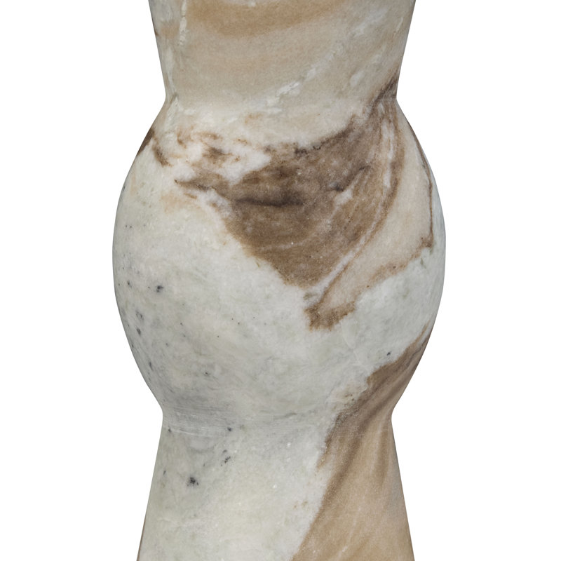 Table d'appoint ronde en marbre Zuria, Blanc / Brun