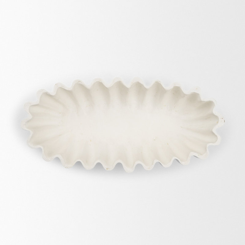 Grand bol rond en papier mâché Camelia, 15.5L x 8.0W x 4.3H, White