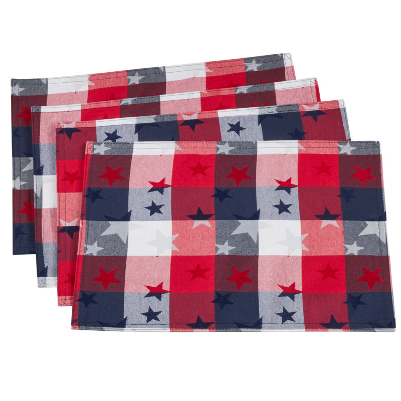 Schleicher Patriotic Stars and Checkered Polyester Placemat