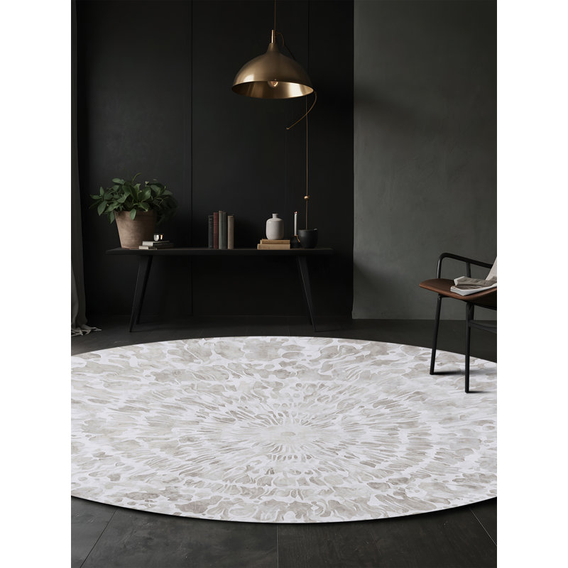 Tapis bleu soyeux et moelleux, Rond 7 pi