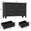 Commode 7 tiroirs 47 po noire, tiroirs profonds, commode en bois, meuble télé, couloir-627330153