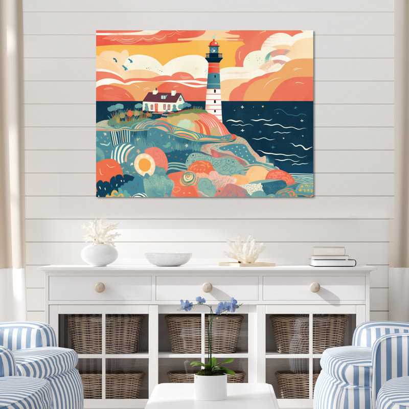 Phare côtier III, H 34 po x l 44 po x P 1,5 po, Toile tendue