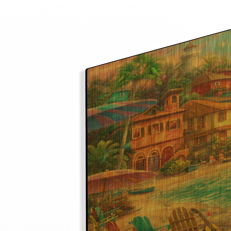  «Island Time» par Chuck Pinson, art mural en métal doré, 24 po x 16 po, 24"x16"