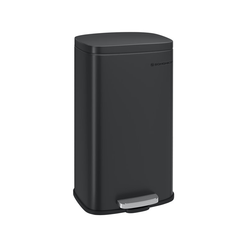 Steel Step On Kitchen Trash Can - 30L, Black