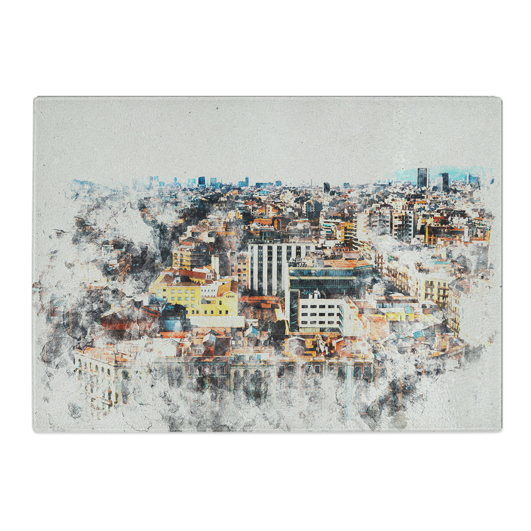 Rooftops of Barcelona in Spain Watercolour Chopping Board