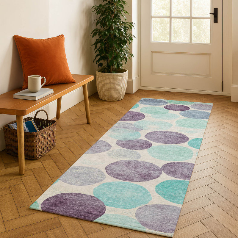 Tapis géométrique lavable à la machine de qualité supérieure Mayfield AMF1898, Tapis de couloir 2 pi 3 po x 7 pi 6 po
