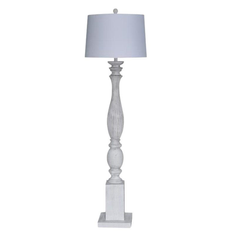 Benzonia 63'' Standard Floor Lamp with 3-Way Switch - Linen Shade, White