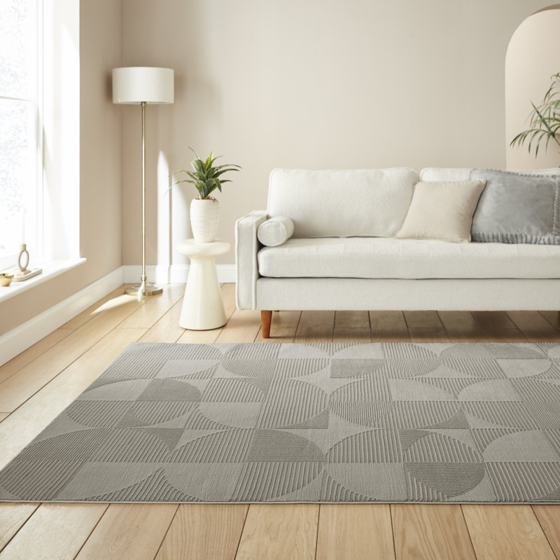 CL - Retro Circles Silver - 120 x 170, Rectangle 120 x 170 cm
