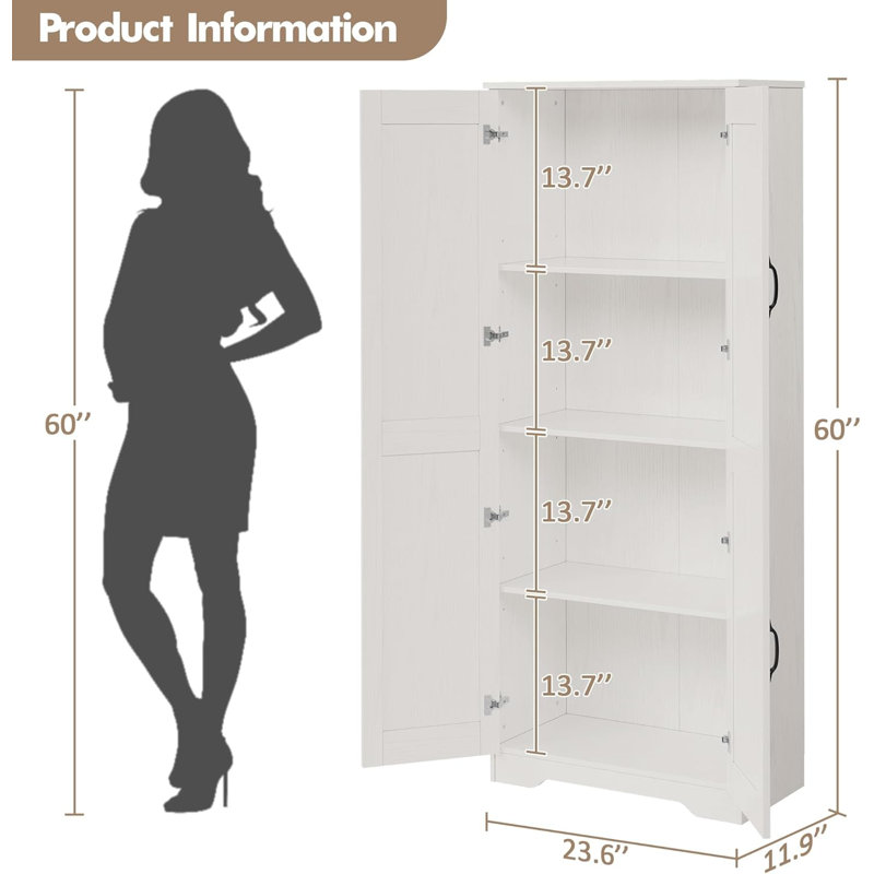 Kitchen Pantry Cabinet, Freestanding Pantry Storage Cabinet, White