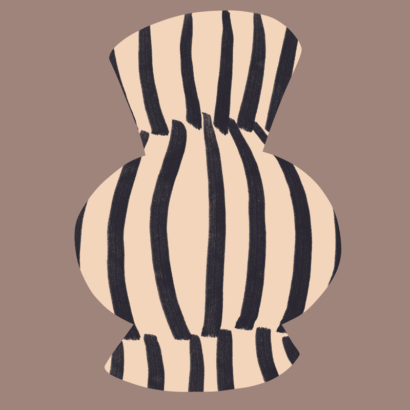 «Ervand Earth Tone Modern Vase Illustration» par Marin Vaan Zaal, reproduction sur toile, H 12 po x l 12 po x P 2 po, Non