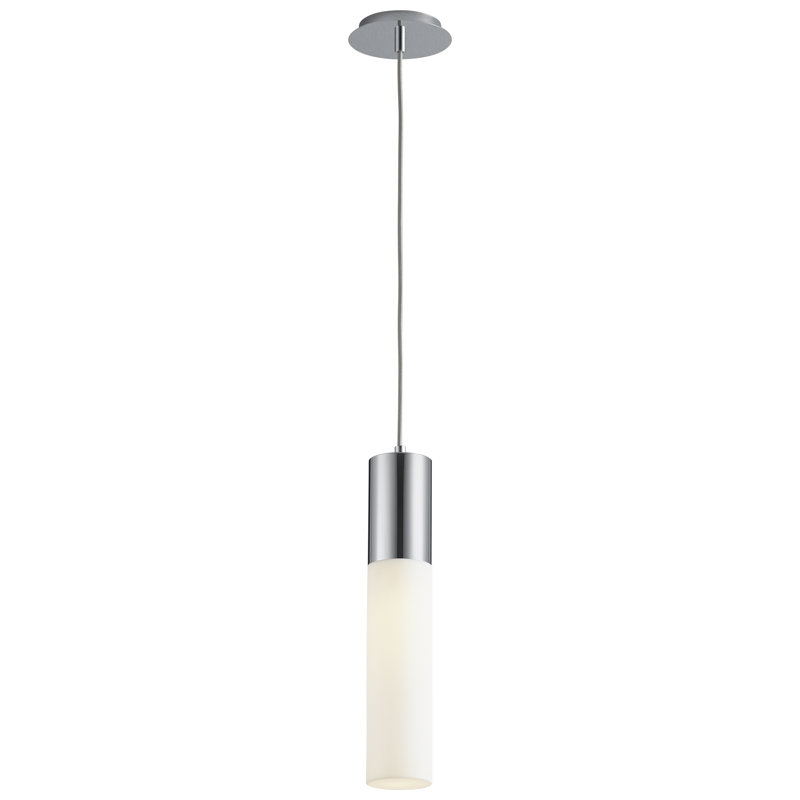 Gathard 1 - Light LED Single Pendant, Polished Chrome, 18" H x 3.5" W x 3.5" D, Matte White