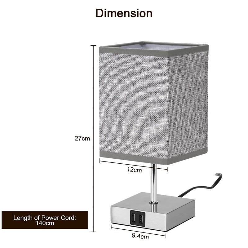 Arnitha Metal USB Table Lamp, Grey