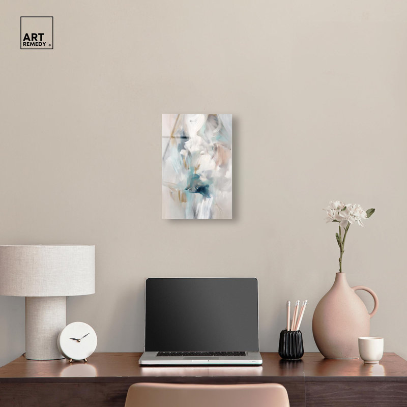 «Whispering Colors III», art abstrait vert par Art Remedy, prêt à être accroché, H 15 po x l 10 po