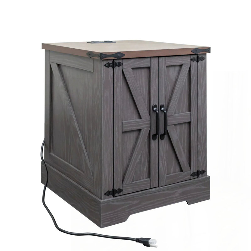 Farmhouse Nightstand with Adjustable Shelf, Gray