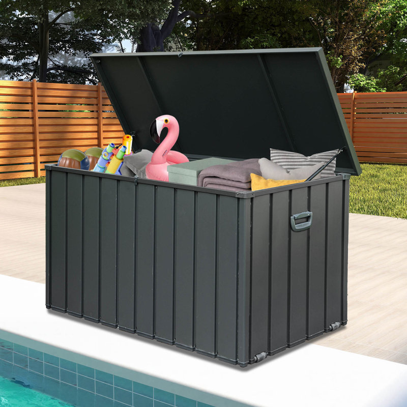 Boîte de rangement pour terrasse verrouillable Domi, Gris