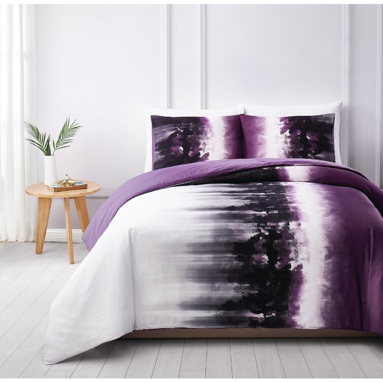 Mirrea Purple Standard Cotton Modern & Contemporary Duvet Cover Set