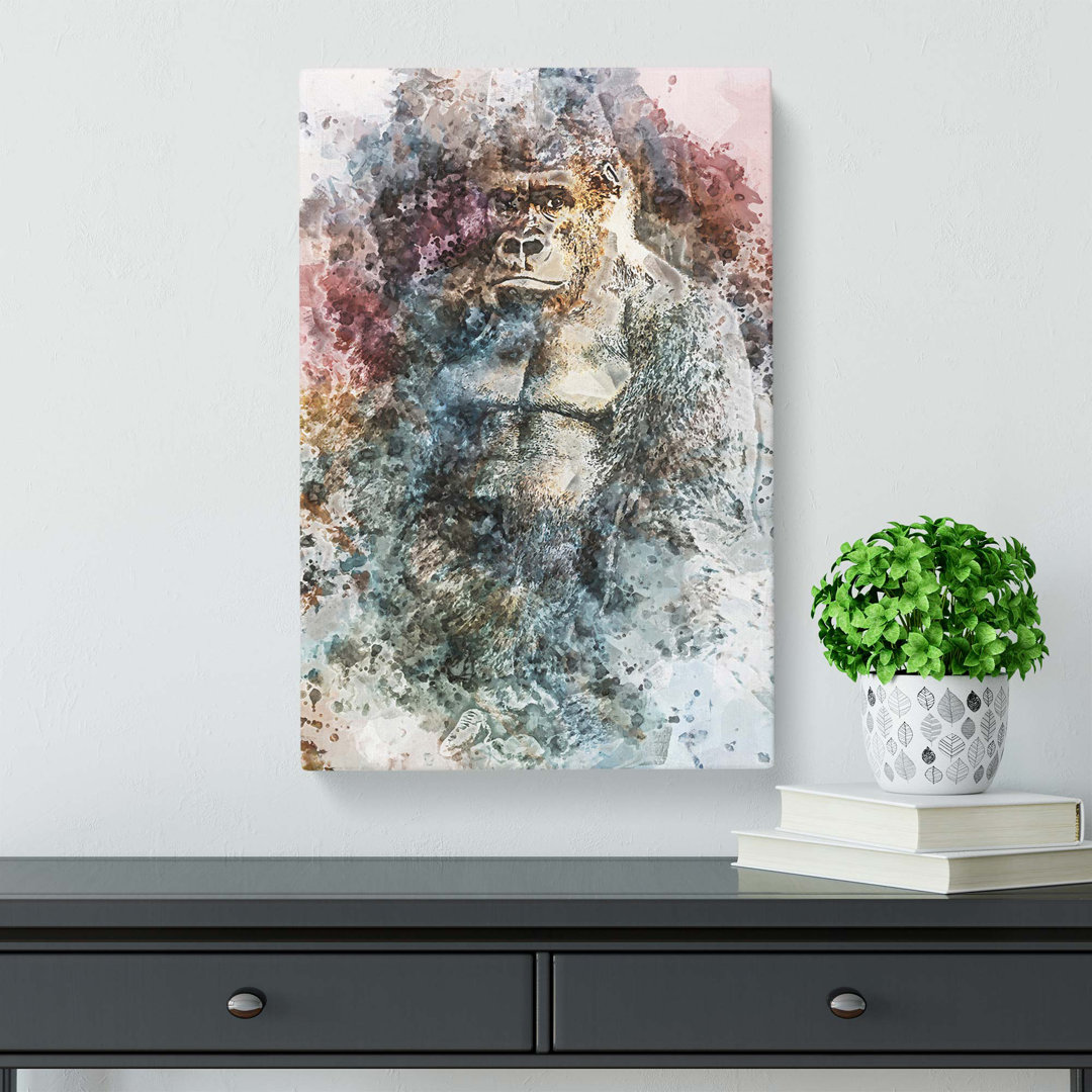 The Silverback Gorilla in Abstract - Wrapped Canvas