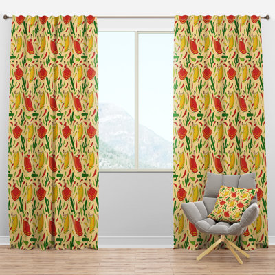Mexican Woman Pattern - Modern Curtain - Velvet Room darkening - 1 panel