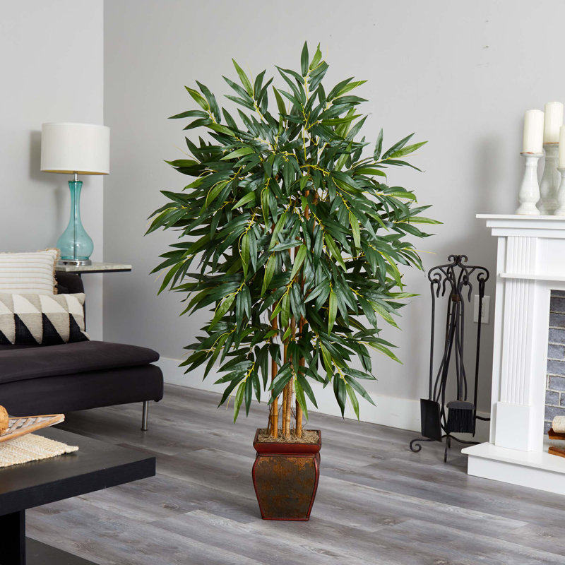 Thisbe 66'' Faux Bamboo Tree in Wood Planter
