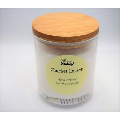 Sherbet Lemon Scented Jar Candle with Glass Holder
