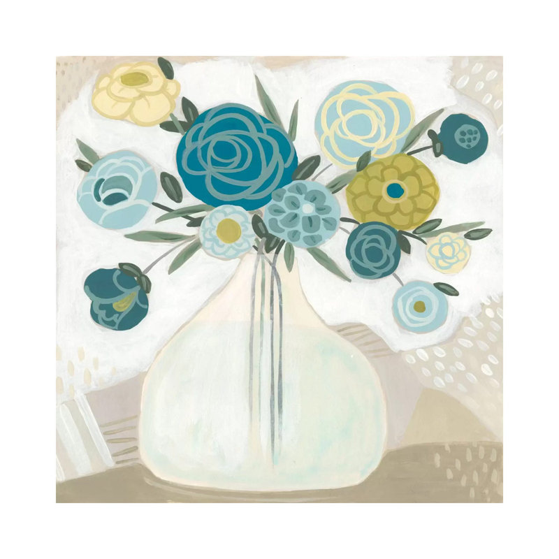 Blue Bohemian Bouquet II by June Erica Vess - Wrapped Canvas Painting, 30.48 cm H x 30.48 cm W