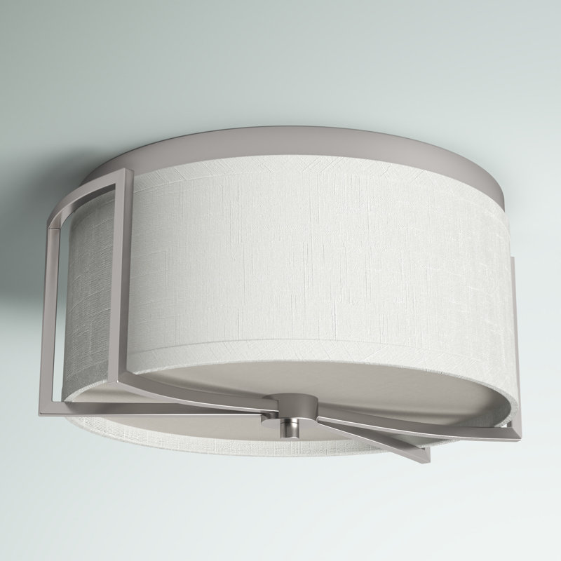 Addyson Flush Mount, Brushed Nickel / Slate Gray Fabric