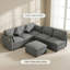 Ensemble de canapé modulaire avec repose-pieds et ports USB en forme de U en chenille de 86,6 pouces gris