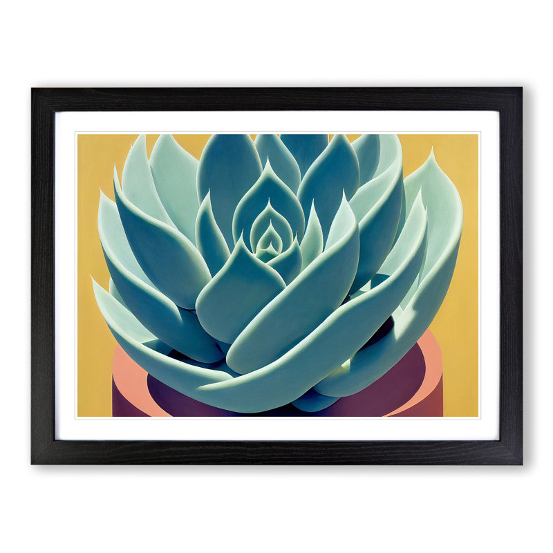 Flourishing Succulent Plant 1 Piece Single Picture Frame Painting, 25cm H x 34cm W x 2cm D, Black