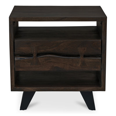 Broughton 1- Drawer Solid Wood and Metal Nightstand