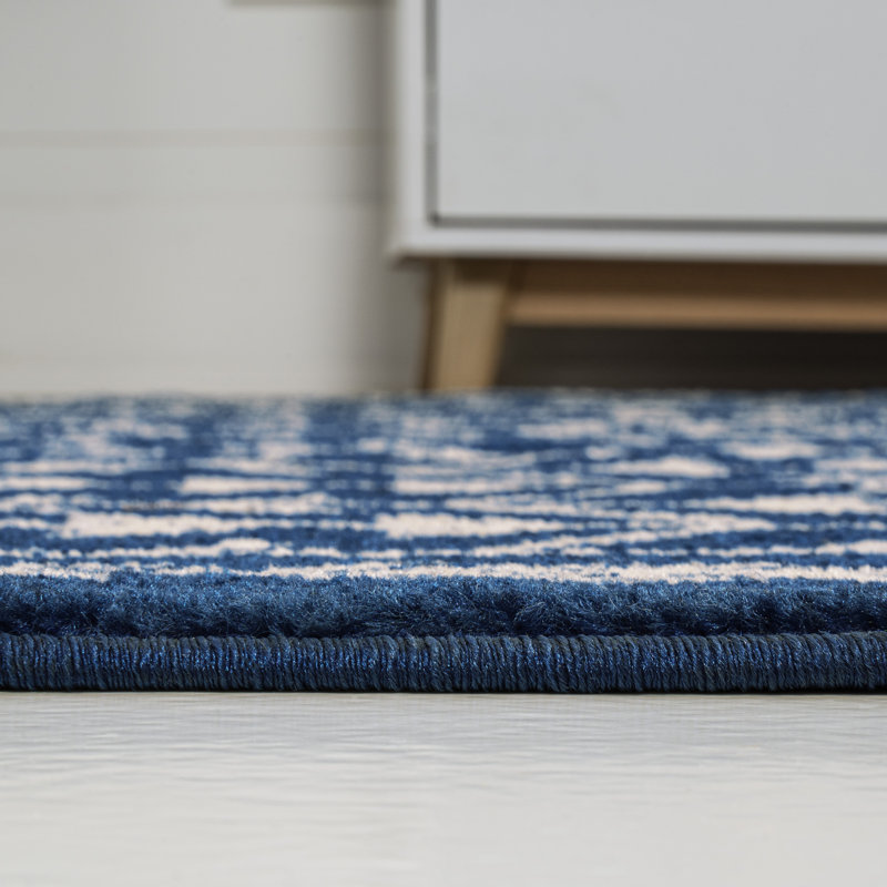 Keishara Moroccan Geometric Navy/Cream Rug, Runner 2'2" x 8'