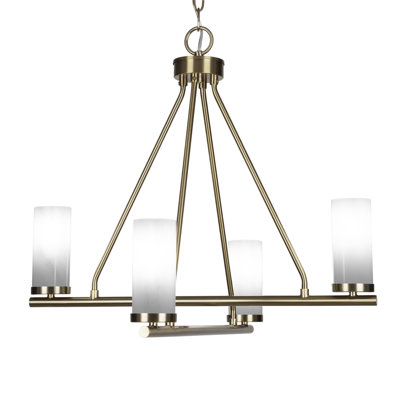 Lustre suspendu 4 lumières avec verre en marbre blanc 2,5 po Trinity
