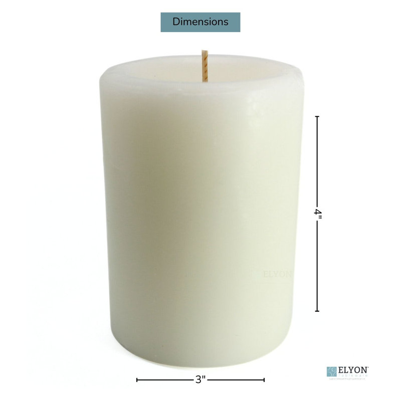 Bougie pilier de cire blanche 4 "non parfumée Elyon, durée de combustion de 40 heures