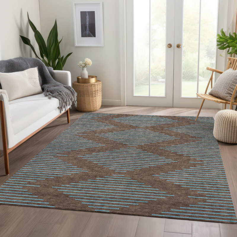 Premium Machine Washable Jahnke AMF1017 Geometric Rug, Rectangle 10' x 14'