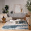 Tapis bleu antidérapant lavable abstrait 4 pi x 6 pi bleu et beige