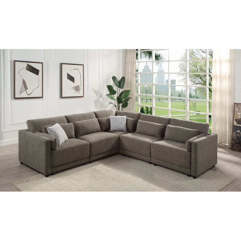 Canapé modulaire en lin avec coussins 5 pièces Rylie