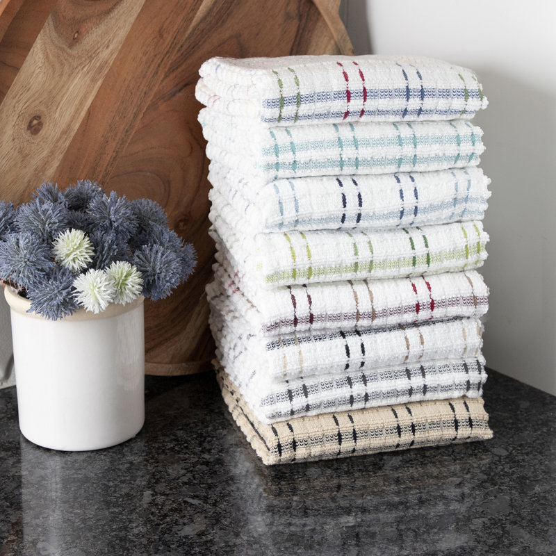 Cotton Plaid Waffle Tea Towel Kitchen Towel, Black